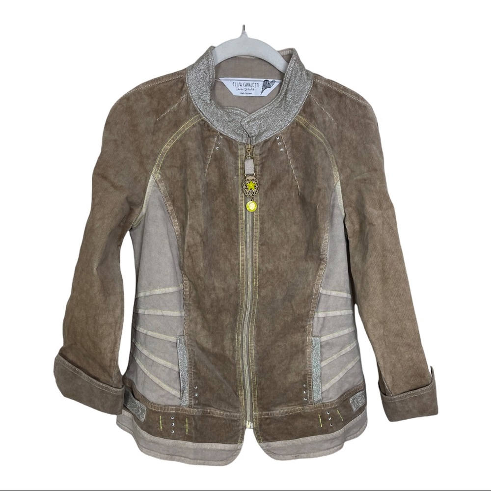 Elisa Cavaletti Size Medium Daniela Dallavalle Brown Zip Up Patchwork Jacket